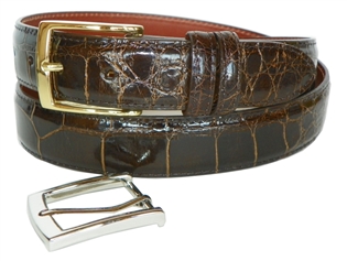 Alligator Belt 1 12 with 2 Classic Buckles  Burgundy glazed finish  Made to order within 10 business