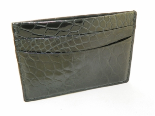 Alligator Flat Card Case  Cognac glazed finish  In stock