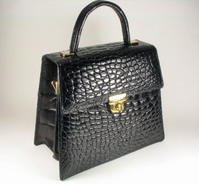 Black Alligator Madison Ave. Handbag