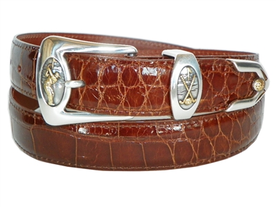 Leather Belt with Tonal Logo Buckle, Size 26, Golf Accessory Our mission is to bring you the best belt in the game  main image 3